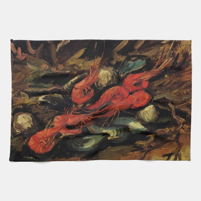 Vincent van Gogh - Still Life Mussels and Shrimp Kitchen Towel (Horizontal)