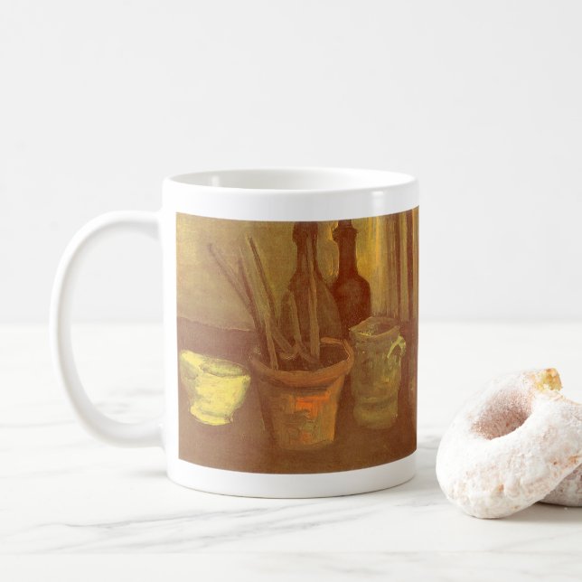 Vincent van Gogh - Still Life Paintbrushes in Pot Coffee Mug (With Donut)