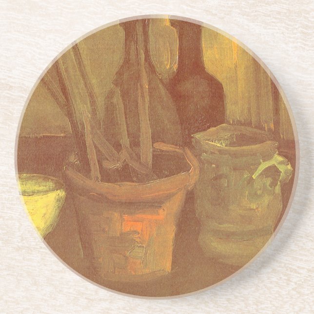 Vincent van Gogh - Still Life Paintbrushes in Pot Drink Coaster (Front)