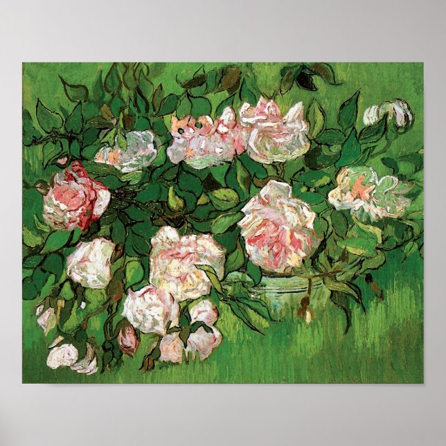 Vincent Van Gogh - Still Life Pink Roses Fine Art Poster (Front)