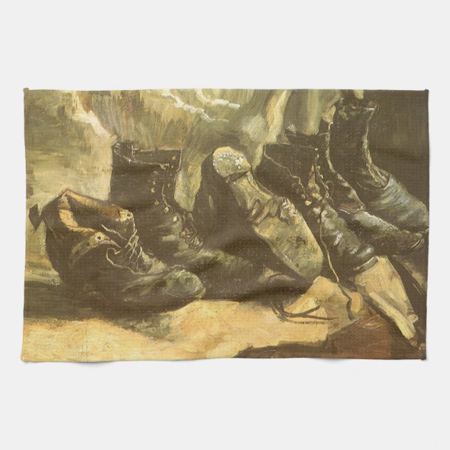 Vincent van Gogh - Still Life Three Pairs of Shoes Kitchen Towel (Horizontal)