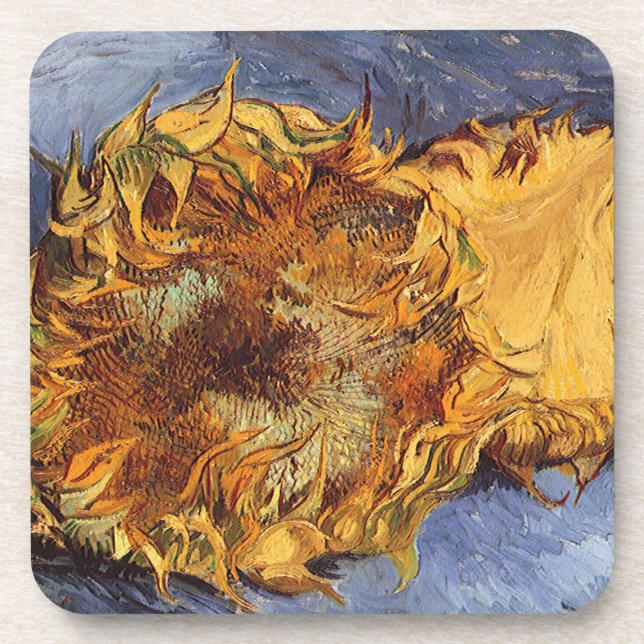 Vincent van Gogh - Still Life: Two Cut Sunflowers Beverage Coaster (Front)