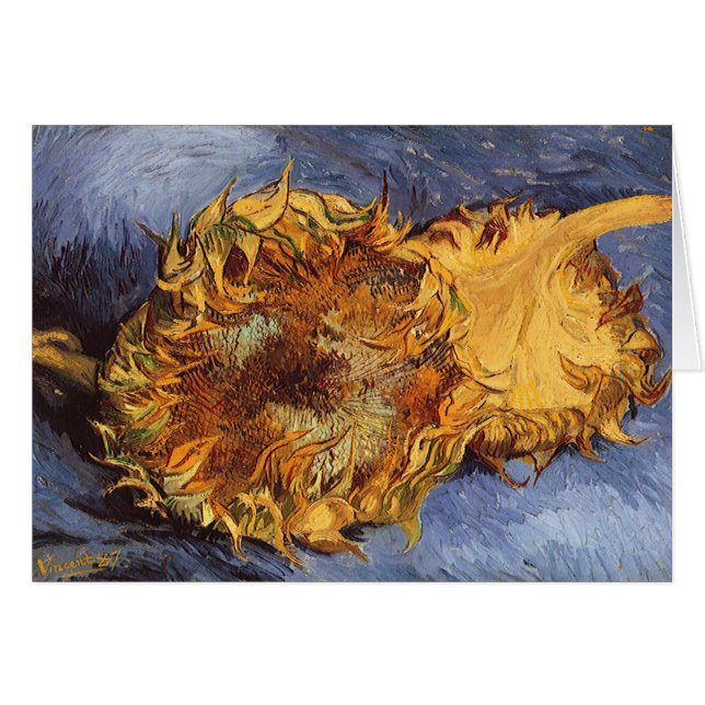 Vincent van Gogh - Still Life: Two Cut Sunflowers Cards (Front Horizontal)