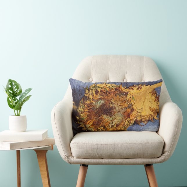 Vincent van Gogh - Still Life: Two Cut Sunflowers Lumbar Pillow (Chair)