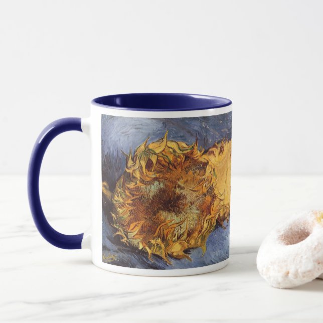 Vincent van Gogh - Still Life: Two Cut Sunflowers Mug (With Donut)