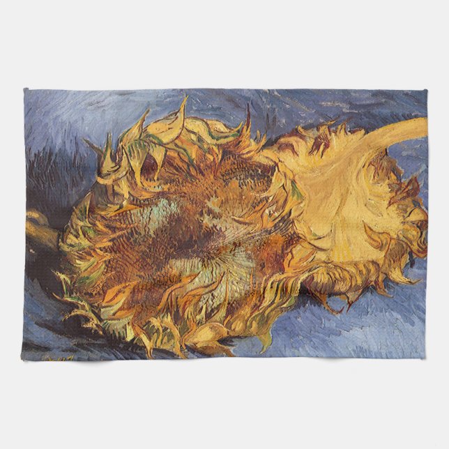 Vincent van Gogh - Still Life: Two Cut Sunflowers Towel (Horizontal)