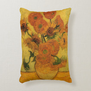 Vincent van Gogh Still Life Vase w 15 Sunflowers Accent Pillow
