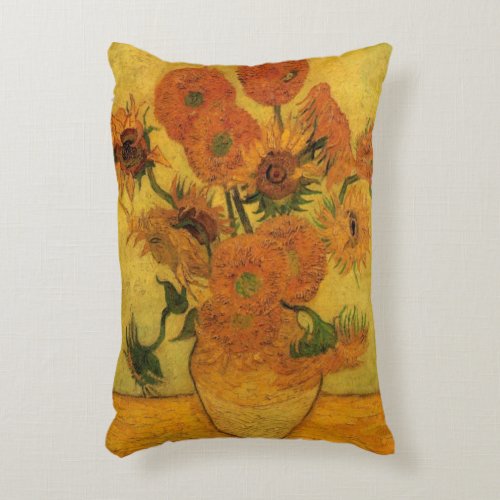 Vincent van Gogh Still Life Vase w 15 Sunflowers Accent Pillow