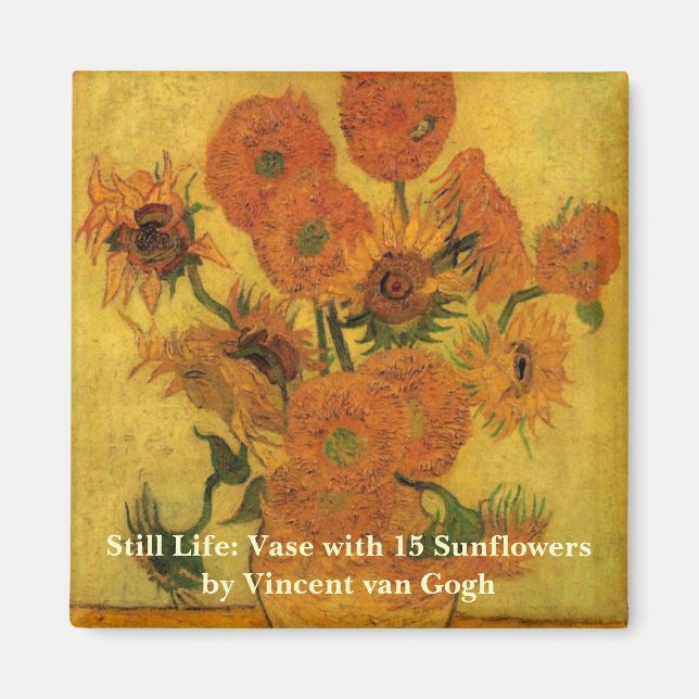 Vincent van Gogh Still Life Vase w 15 Sunflowers Magnet (Front)