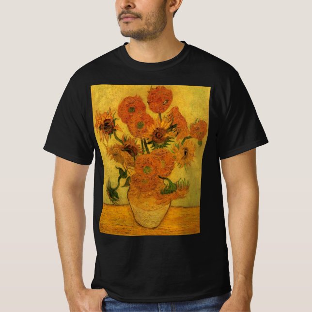 Vincent van Gogh Still Life Vase w 15 Sunflowers T-Shirt (Front)