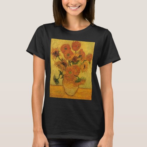 Vincent van Gogh Still Life Vase w 15 Sunflowers T_Shirt