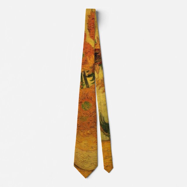 Vincent van Gogh Still Life Vase w 15 Sunflowers Tie (Front)