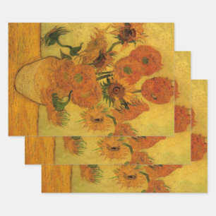 Vincent van Gogh Still Life Vase w 15 Sunflowers Wrapping Paper Sheets