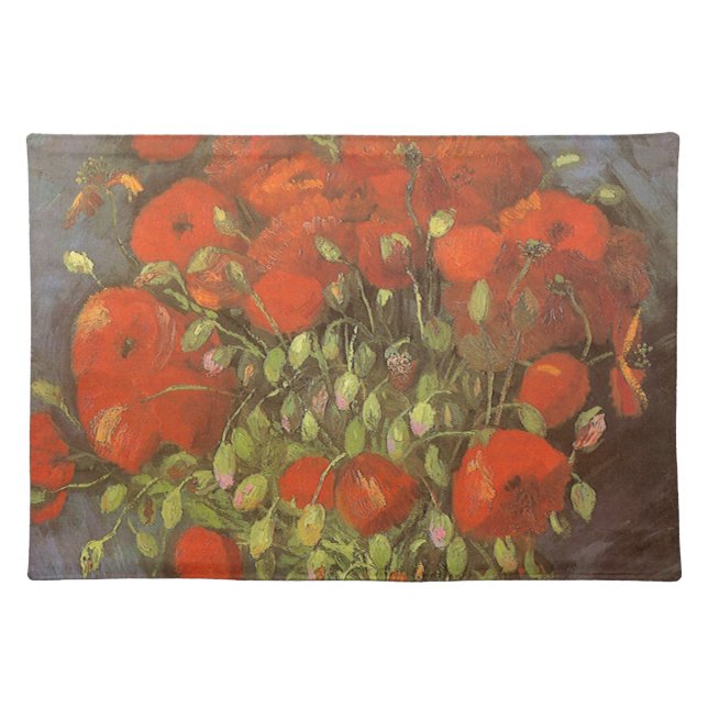 Vincent van Gogh Still Life Vase with Red Poppies Cloth Placemat (Front)