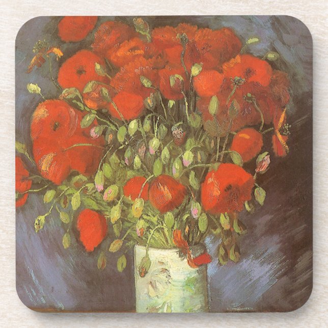 Vincent van Gogh Still Life Vase with Red Poppies Coaster (Front)