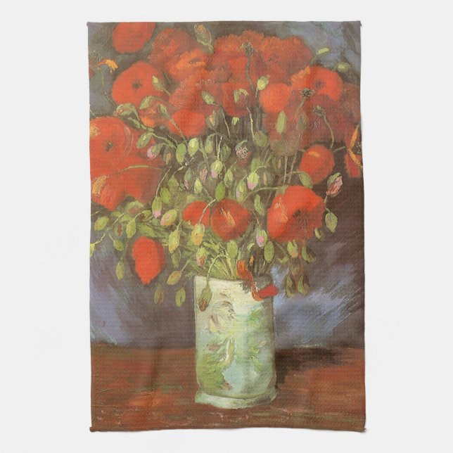 Vincent van Gogh Still Life Vase with Red Poppies Kitchen Towel (Vertical)