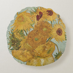 Vincent van Gogh Still Life Vase with Sunflowers Round Pillow