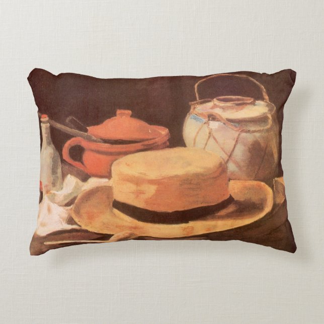 Vincent van Gogh - Still Life w Yellow Straw Hat Accent Pillow (Front)