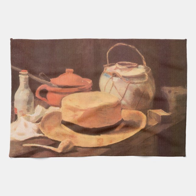 Vincent van Gogh - Still Life w Yellow Straw Hat Kitchen Towel (Horizontal)