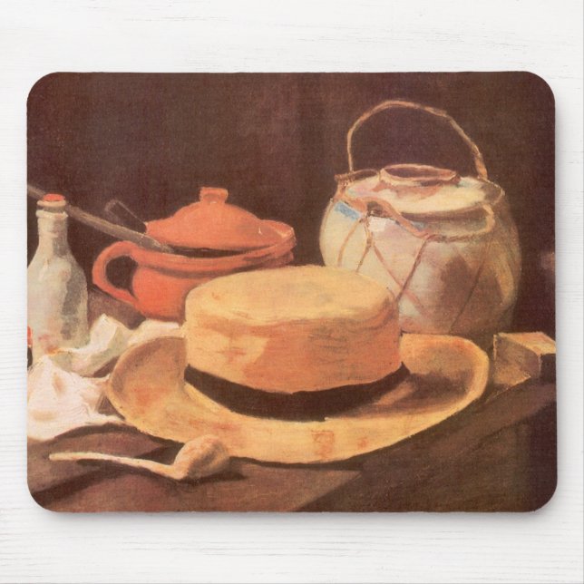 Vincent van Gogh - Still Life w Yellow Straw Hat Mouse Pad (Front)