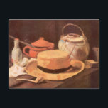 Vincent van Gogh - Still Life w Yellow Straw Hat Postcard<br><div class="desc">Still Life with Yellow Straw Hat (1885) by Vincent van Gogh is a vintage Post Impressionism fine art still life painting. A yellow straw hat with a pipe, some paintbrushes in a pot and a tea pot. About the artist: Vincent Willem van Gogh (1853-1890) was a Post Impressionist painter whose...</div>