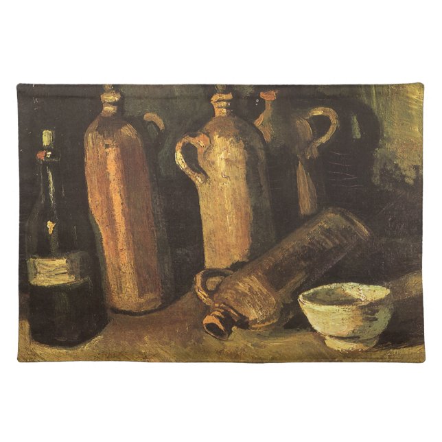 Vincent van Gogh - Still Life with 4 Stone Bottles Cloth Placemat (Front)