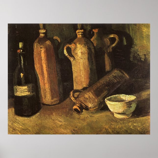 Vincent van Gogh - Still Life with 4 Stone Bottles Poster (Front)