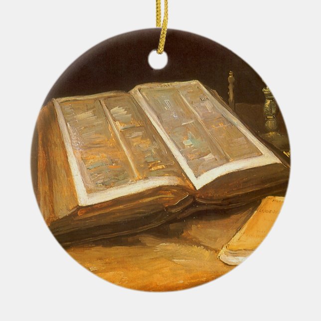 Vincent van Gogh - Still Life with Bible Ceramic Ornament (Front)