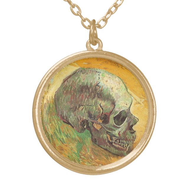 Vincent van Gogh - Still Life with Skull Gold Plated Necklace (Front)