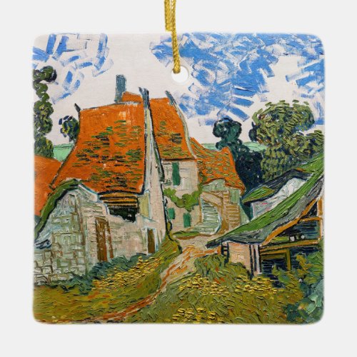 Vincent van Gogh _ Street in Auvers_sur_Oise Ceramic Ornament