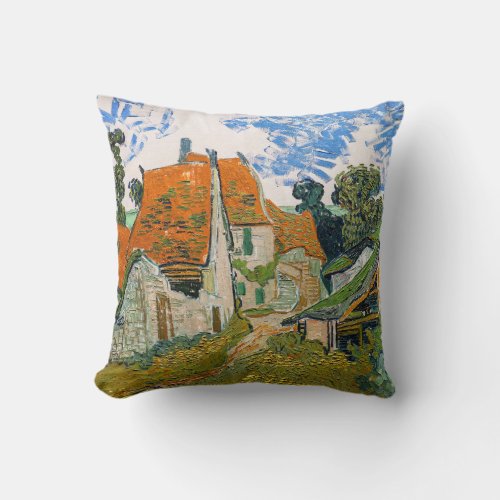Vincent van Gogh _ Street in Auvers_sur_Oise Throw Pillow