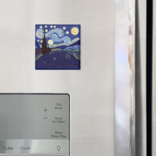 Vincent Van Gogh style Starry Night and Lake Magnet