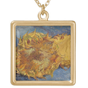 Vincent van Gogh   Sunflowers, 1887 Gold Plated Necklace