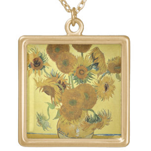 Vincent van Gogh   Sunflowers, 1888 Gold Plated Necklace