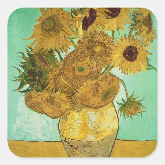 Vincent van Gogh | Sunflowers, 1888 Square Sticker ...