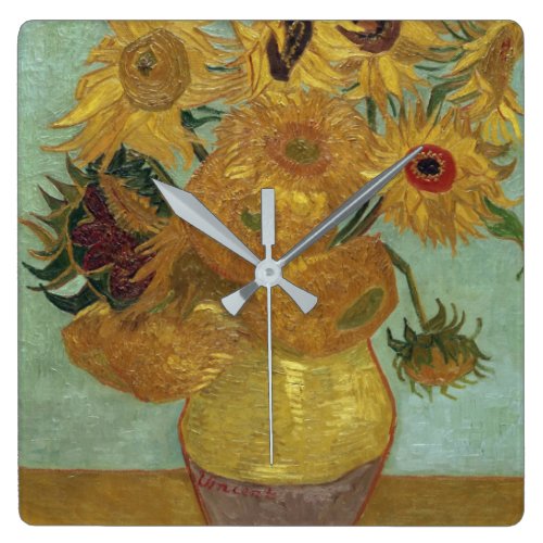 Vincent Van Gogh - Sunflowers, 1889 Square Wall Clock