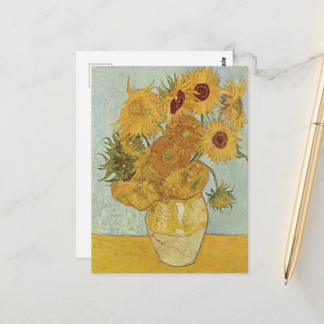 Vincent Van Gogh - Sunflowers, 3rd Version Postcard (Front/Back In Situ)