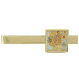 Vincent Van Gogh - Sunflowers Gold Finish Tie Clip