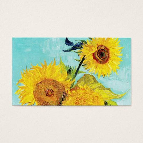 Vincent van Gogh Sunflowers Vase First Turquoise Business Card Templates