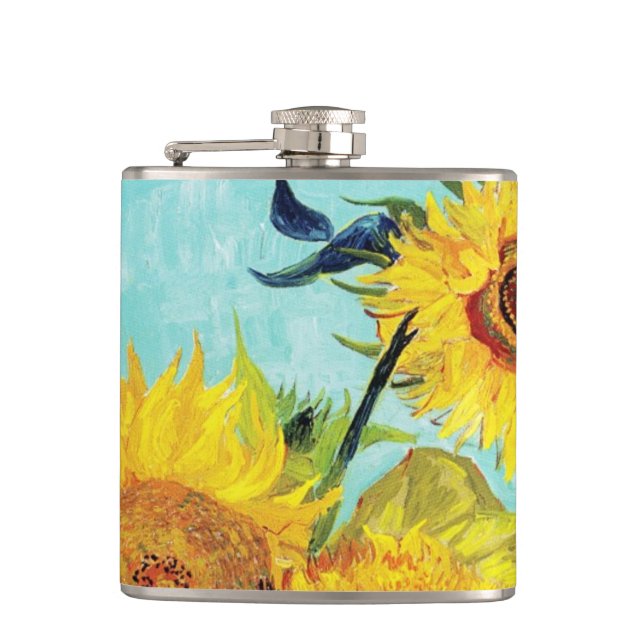 Vincent van Gogh Sunflowers Vase First Turquoise Flask (Front)
