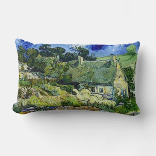 Vincent van Gogh Thatched Cottage at Cordeville Lumbar Pillow