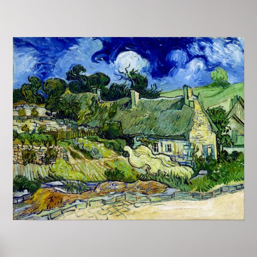 Vincent van Gogh Thatched Cottage at Cordeville Poster