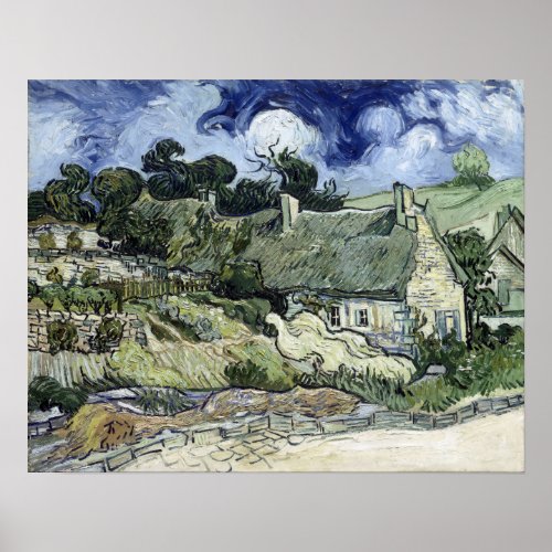 Vincent van Gogh Thatched Cottage at Cordeville Poster