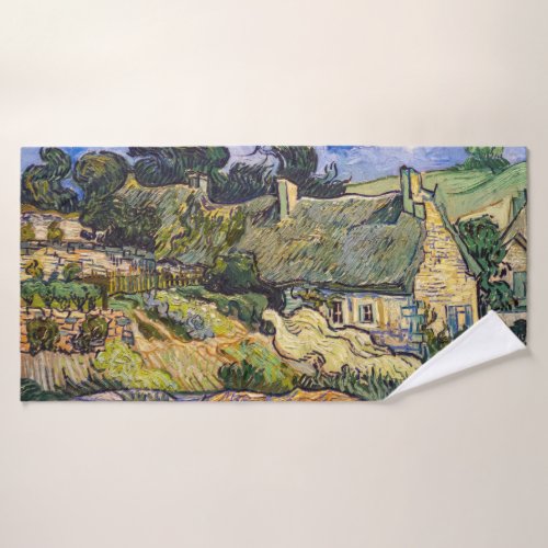 Vincent Van Gogh _ Thatched Cottages at Cordeville Bath Towel Set