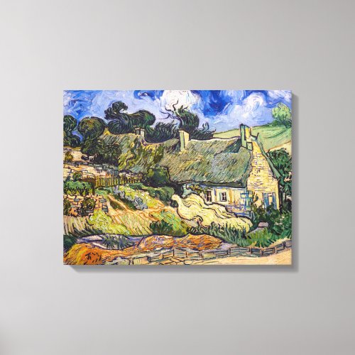 Vincent Van Gogh _ Thatched Cottages at Cordeville Canvas Print