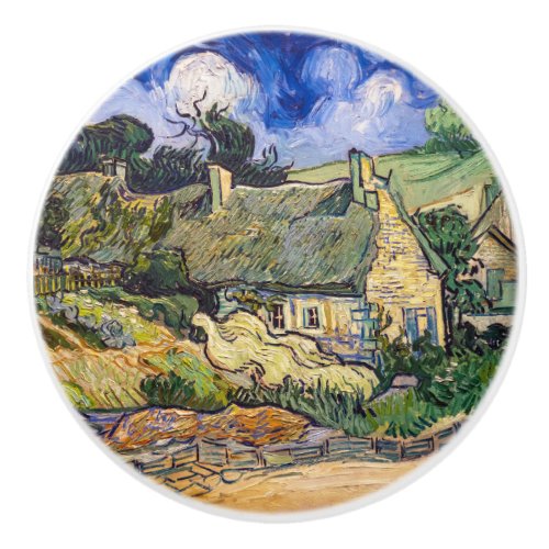 Vincent Van Gogh _ Thatched Cottages at Cordeville Ceramic Knob