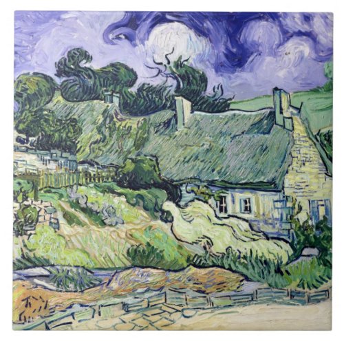 Vincent van Gogh  Thatched cottages at Cordeville Ceramic Tile