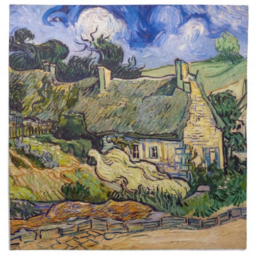 Vincent Van Gogh _ Thatched Cottages at Cordeville Cloth Napkin