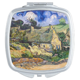 Vincent Van Gogh - Thatched Cottages at Cordeville Compact Mirror