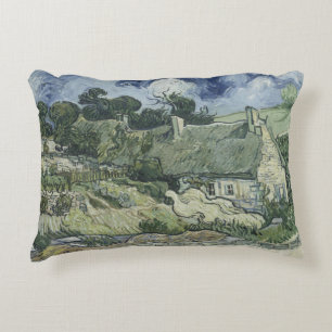 Vincent van Gogh - Thatched Cottages at Cordeville Decorative Pillow